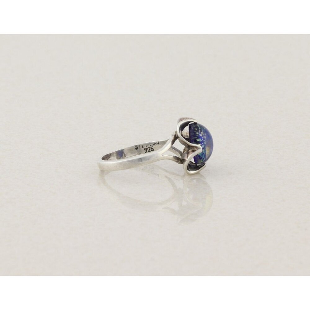 Sterling Silver Blue Foil Opal Ring Size 7 1/4 - Picture 5 of 7